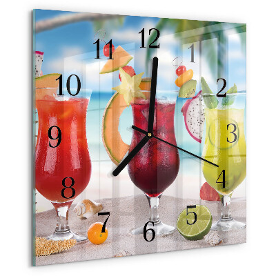 Vierkante glazen wandklok Cocktail