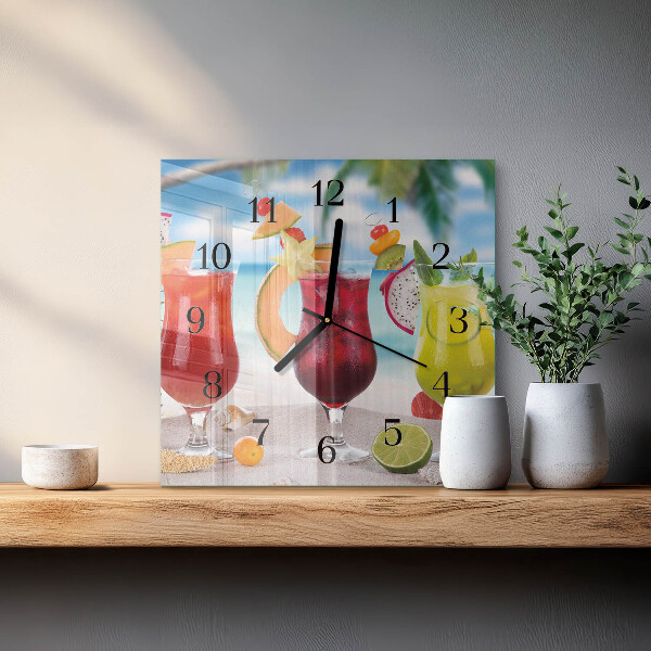 Vierkante glazen wandklok Cocktail
