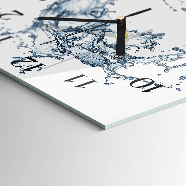 Vierkante glazen wandklok Water