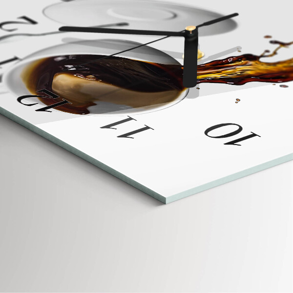 Vierkante glazen wandklok Koffie