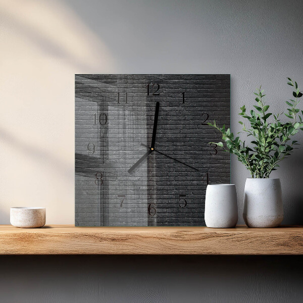 Vierkante glazen wandklok Klinker