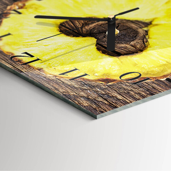 Vierkante glazen wandklok Ananas