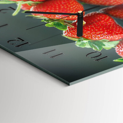 Vierkante glazen wandklok Aardbeien