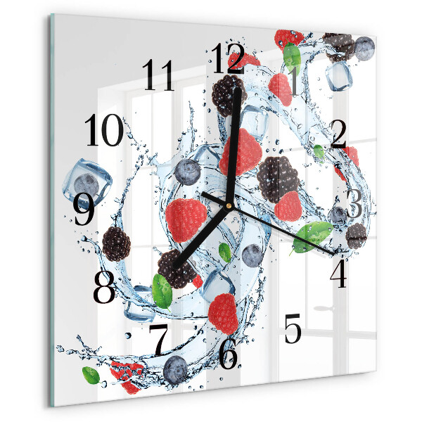 Vierkante glazen wandklok Fruitijs