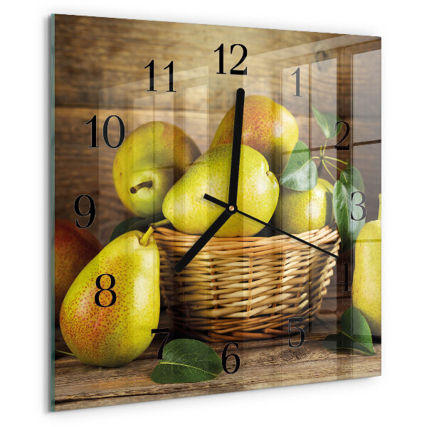 Vierkante glazen wandklok Peren