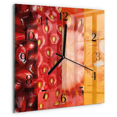Vierkante glazen wandklok Fruit