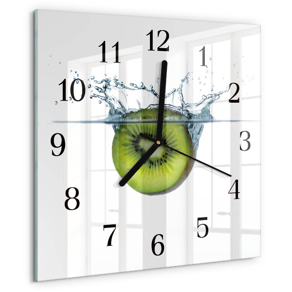 Vierkante glazen wandklok Kiwi
