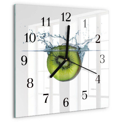 Vierkante glazen wandklok Kiwi