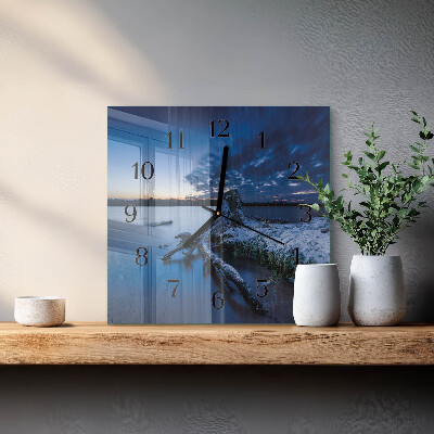 Vierkante glazen wandklok Landschap