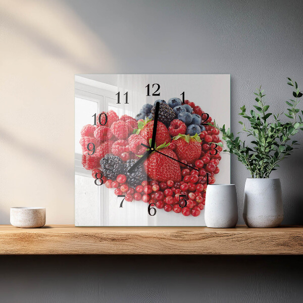 Vierkante glazen wandklok Fruit