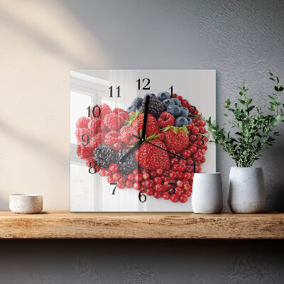 Vierkante glazen wandklok Fruit