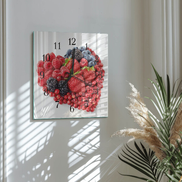 Vierkante glazen wandklok Fruit