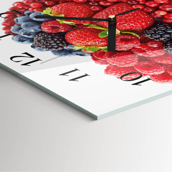 Vierkante glazen wandklok Fruit