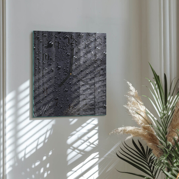 Vierkante glazen wandklok Druppels