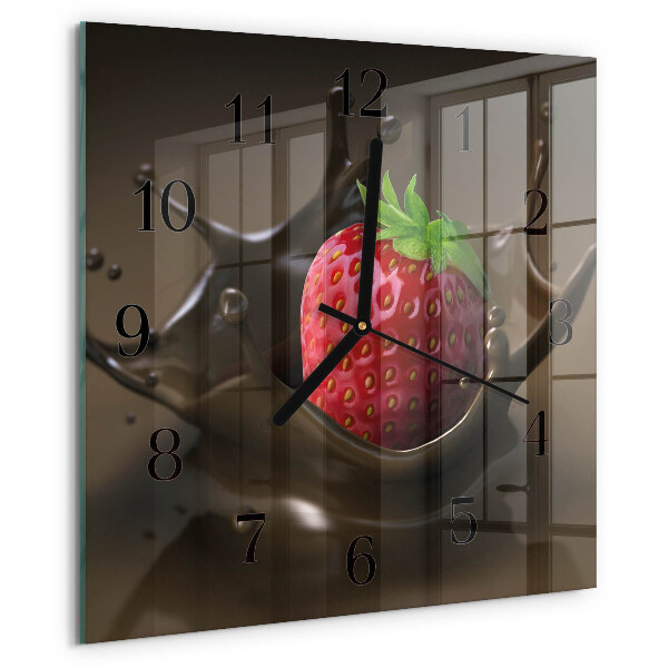 Vierkante glazen wandklok Chocolade