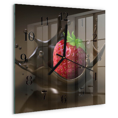 Vierkante glazen wandklok Chocolade