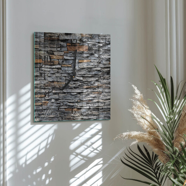 Vierkante glazen wandklok Klinker