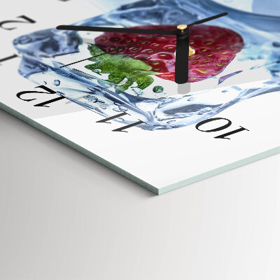 Vierkante glazen wandklok Aardbeienijs