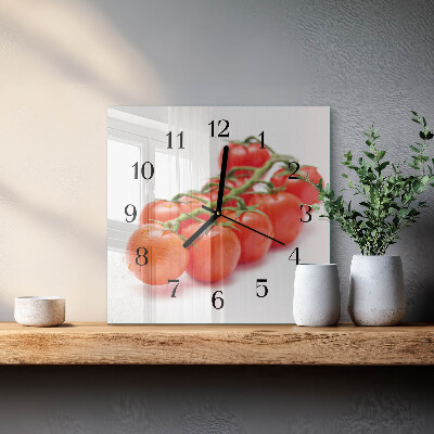 Vierkante glazen wandklok Tomaten