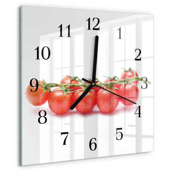 Vierkante glazen wandklok Tomaten