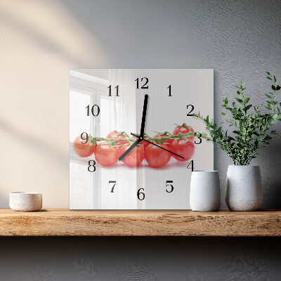 Vierkante glazen wandklok Tomaten