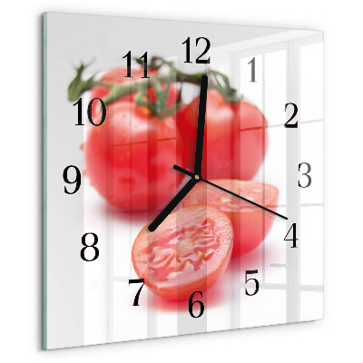 Vierkante glazen wandklok Tomaten