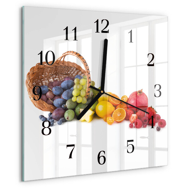 Vierkante glazen wandklok Fruit