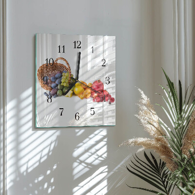 Vierkante glazen wandklok Fruit