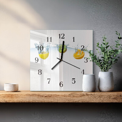 Vierkante glazen wandklok Kiwi