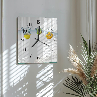 Vierkante glazen wandklok Kiwi