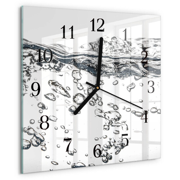 Vierkante glazen wandklok Water