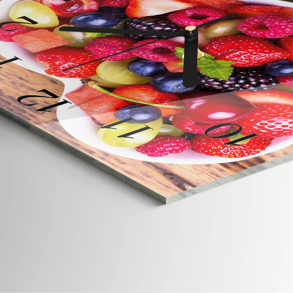 Vierkante glazen wandklok Fruit