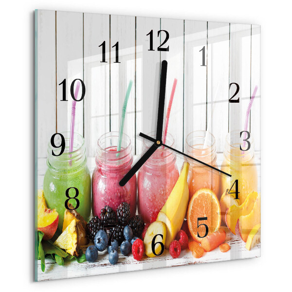 Vierkante glazen wandklok Smoothie