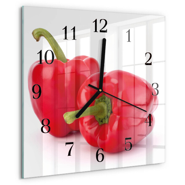 Vierkante glazen wandklok Peper