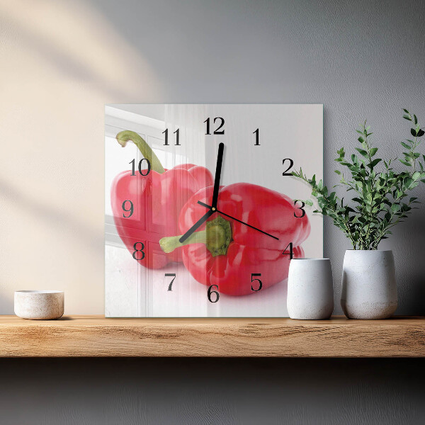 Vierkante glazen wandklok Peper