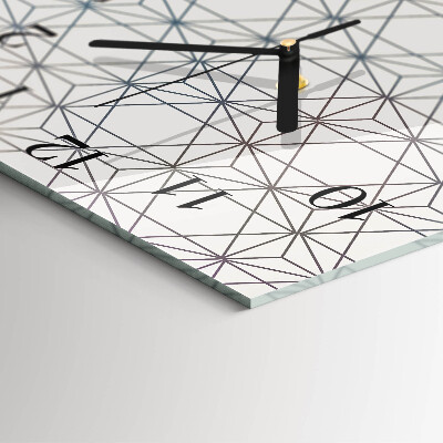 Vierkante glazen wandklok Geometrisch patroon
