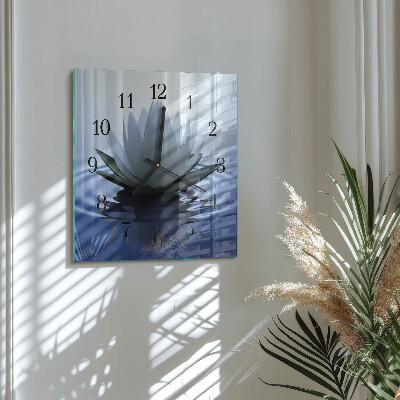 Vierkante glazen wandklok Waterlelie