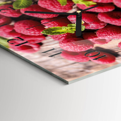 Vierkante glazen wandklok Frambozen