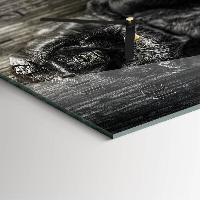 Vierkante glazen wandklok Gorilla