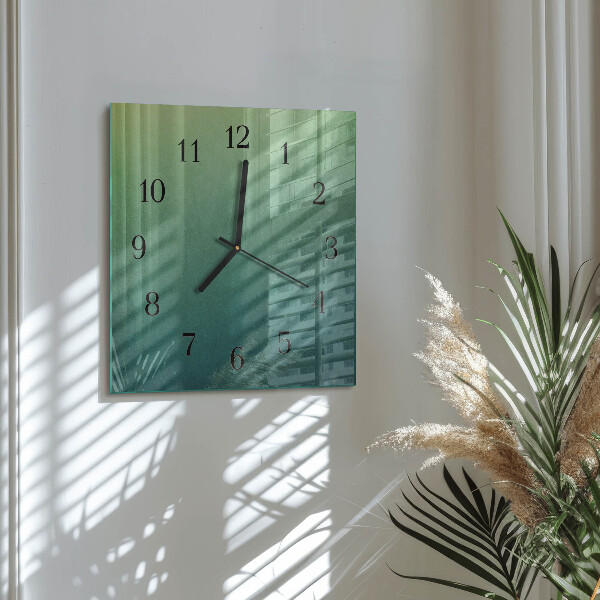 Vierkante glazen wandklok Groene gradiënt