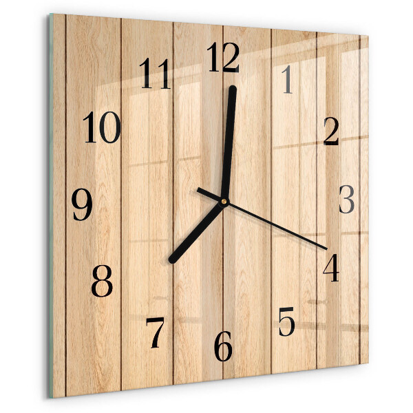 Vierkante glazen wandklok Hout