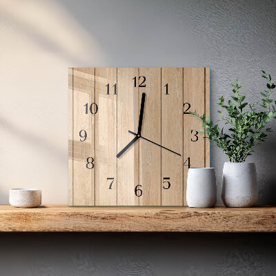 Vierkante glazen wandklok Hout