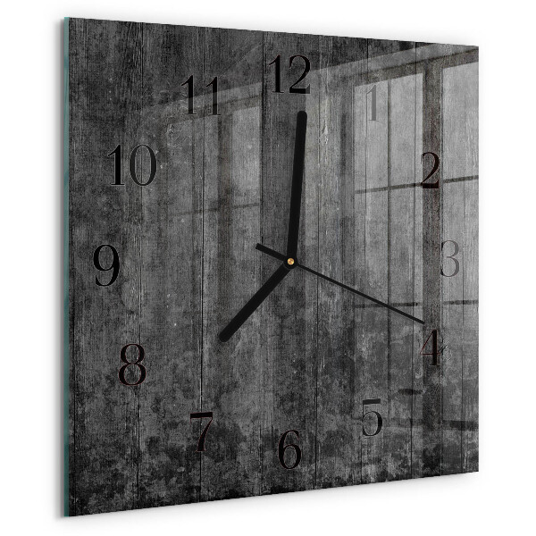 Vierkante glazen wandklok Hout
