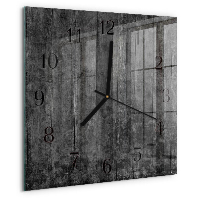 Vierkante glazen wandklok Hout