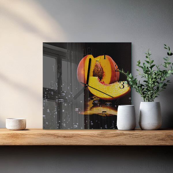 Vierkante glazen wandklok Perzik
