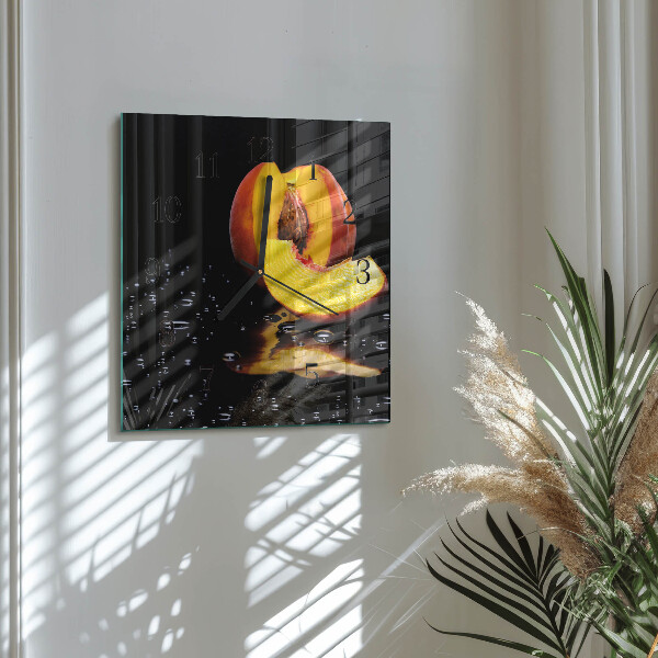 Vierkante glazen wandklok Perzik