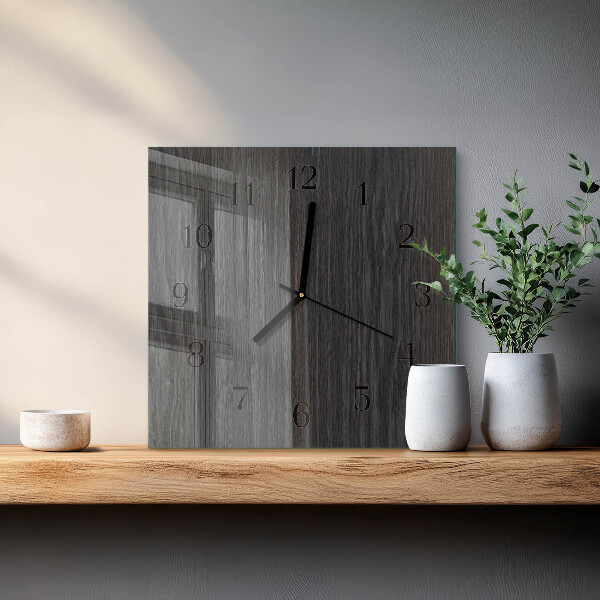 Vierkante glazen wandklok Hout