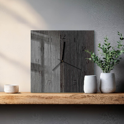 Vierkante glazen wandklok Hout