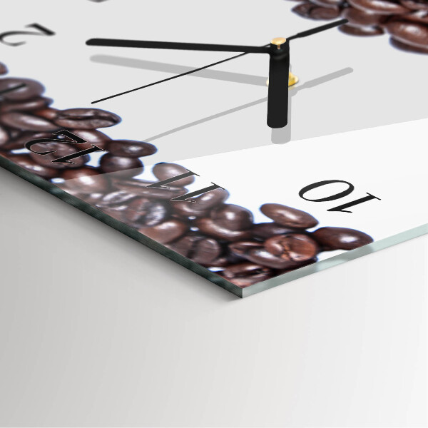Vierkante glazen wandklok Koffiebonen