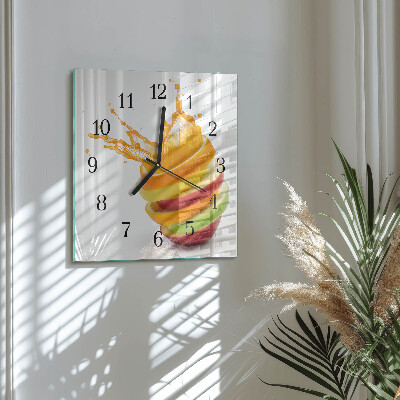 Vierkante glazen wandklok Fruit